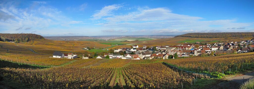 Wioska Cramant w Côte des Blancs otoczona winnicami grand cru